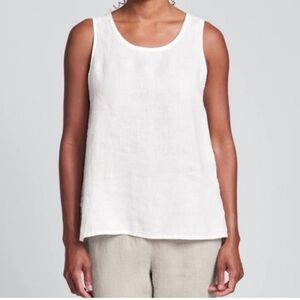 Magic Linen Sleeveless Linen Tunic Top White Women's Sz L Casual Coastal Minimal